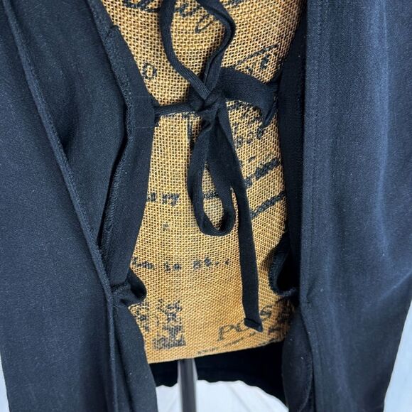 Elodie Waterfall Linen Blend Cardigan Topper Jacket Black XS Open - Picture 8 of 14